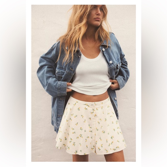 Zara Lemon Print Skirt Size XS - Picture 2 of 5